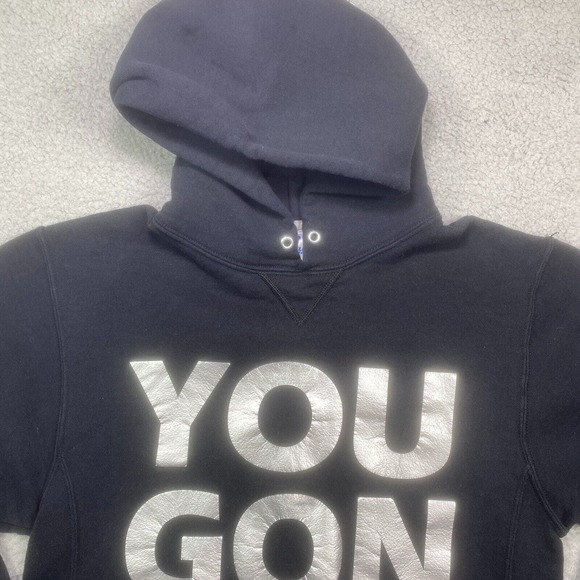 Russell Athletic Hoodie Mens Small Black You Gon Learn Today Streetwear Pullover - Picture 4 of 11